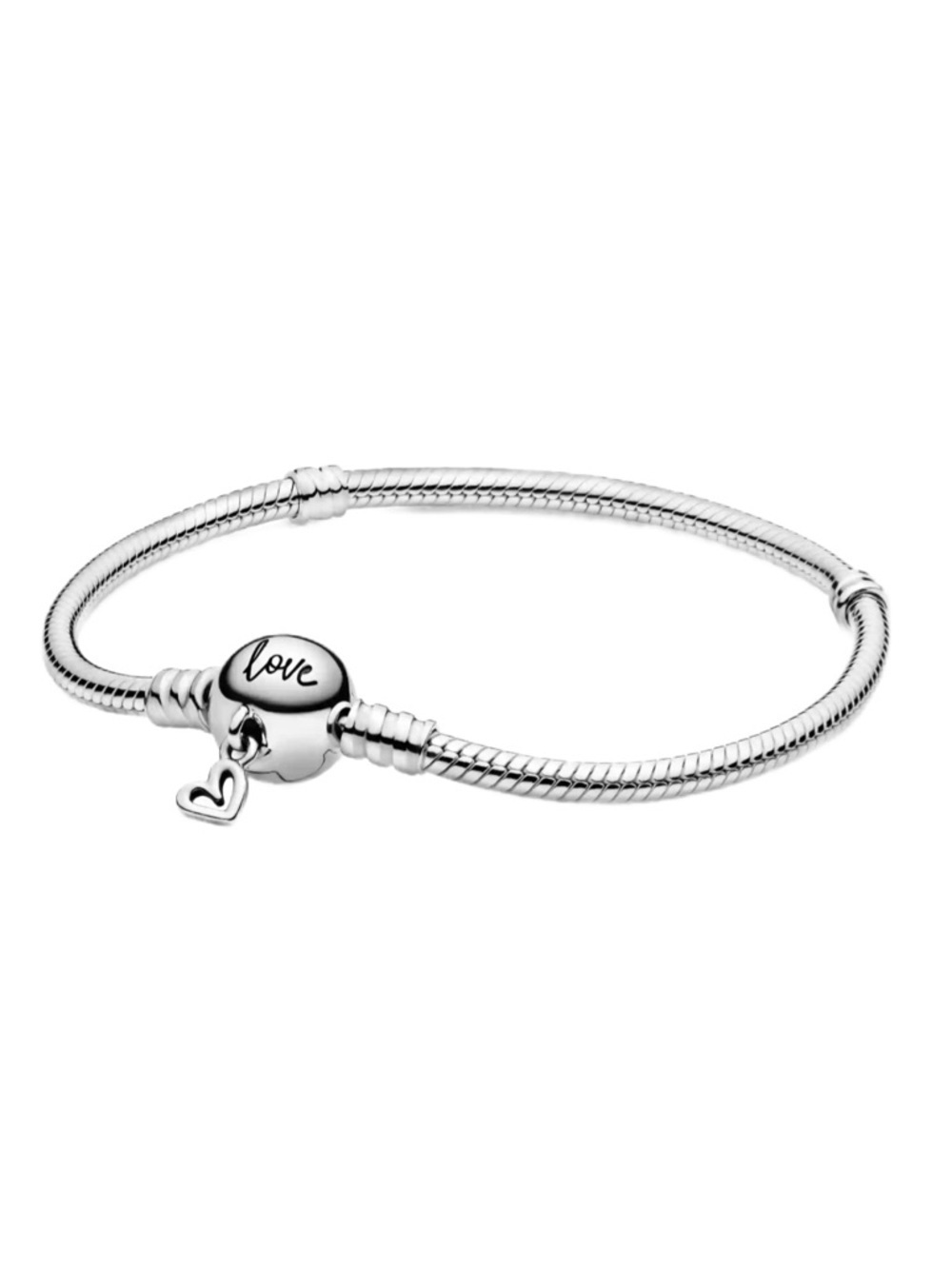 Pandora 'Love' Charm Snake Chain Bracelet - Size 7.5” - MINT CONDITION